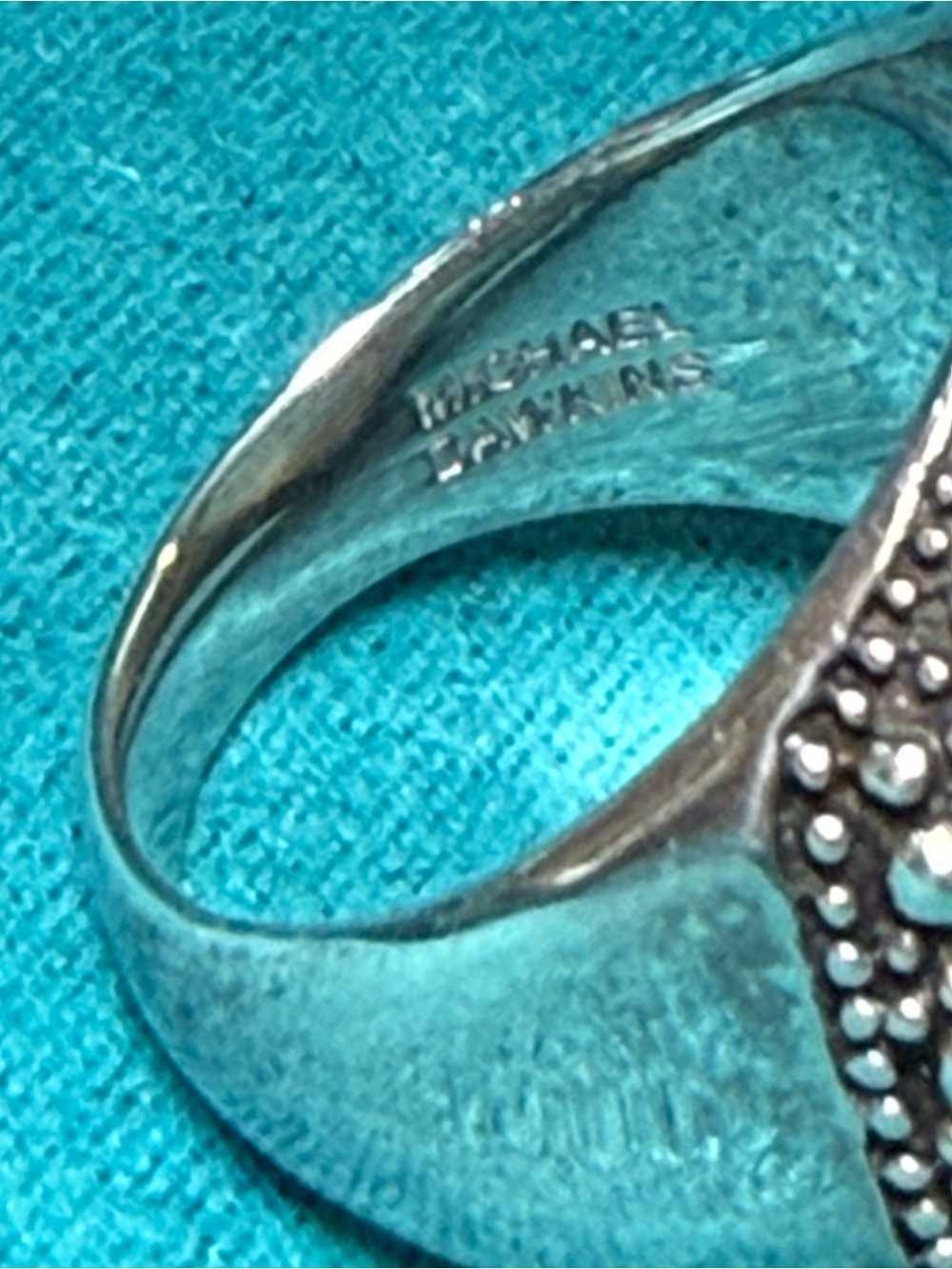 Michael Dawkins Sterling Silver 925 Mint Quartz MOP Doublet Starry Night Ring - Picture 6 of 12